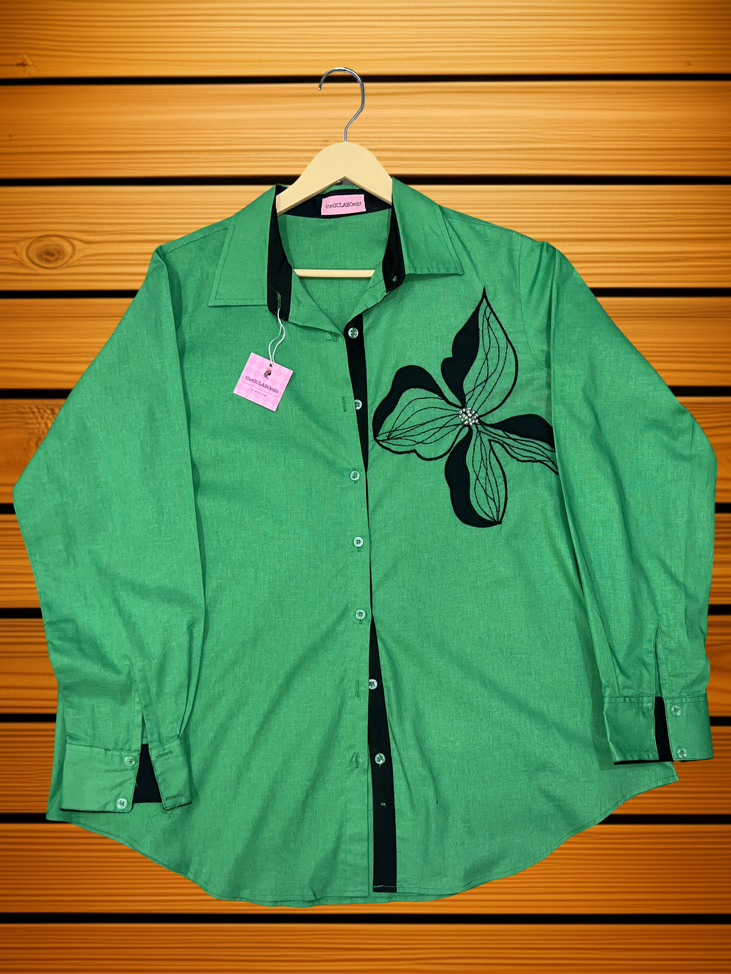 Emerald Bloom Button-Down Shirt