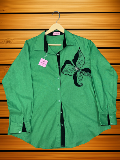 Emerald Bloom Button-Down Shirt