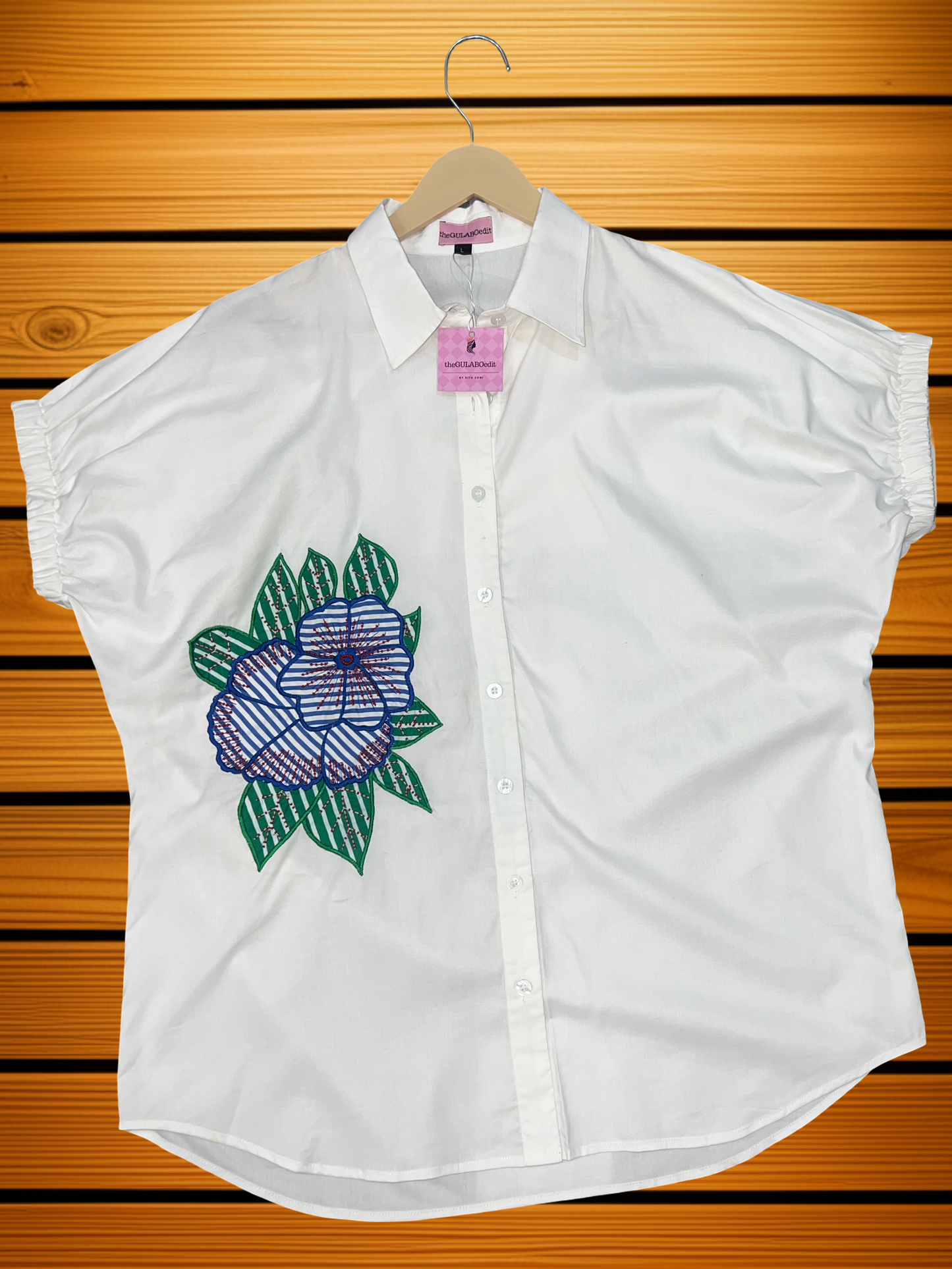Pristine White Floral Embroidered Dolman Shirt