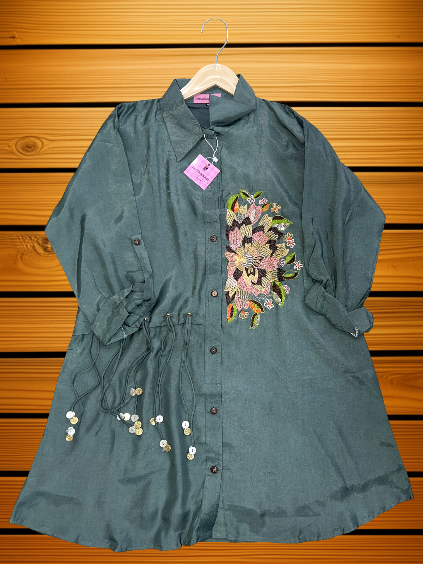 Floral Embroidered Coord set with Drawstring Detail